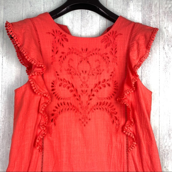 The implacable pig mini dress or top linen orange - Picture 11 of 16